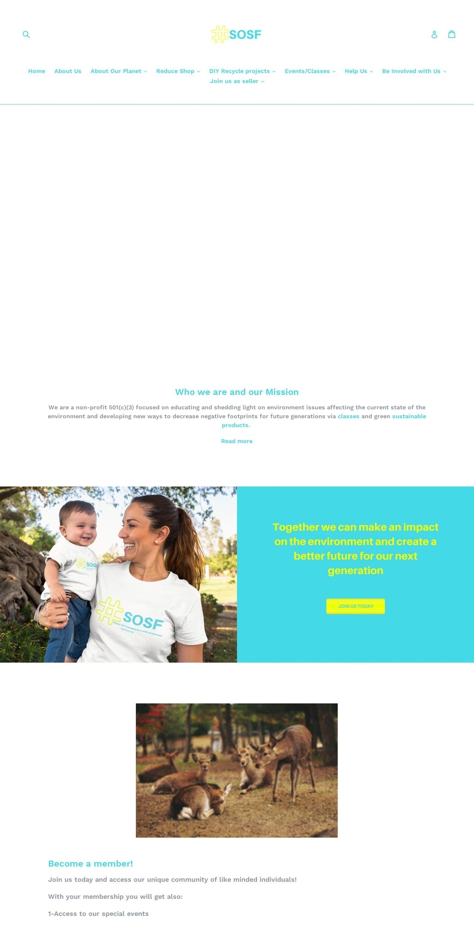 sosfuture.org shopify website screenshot