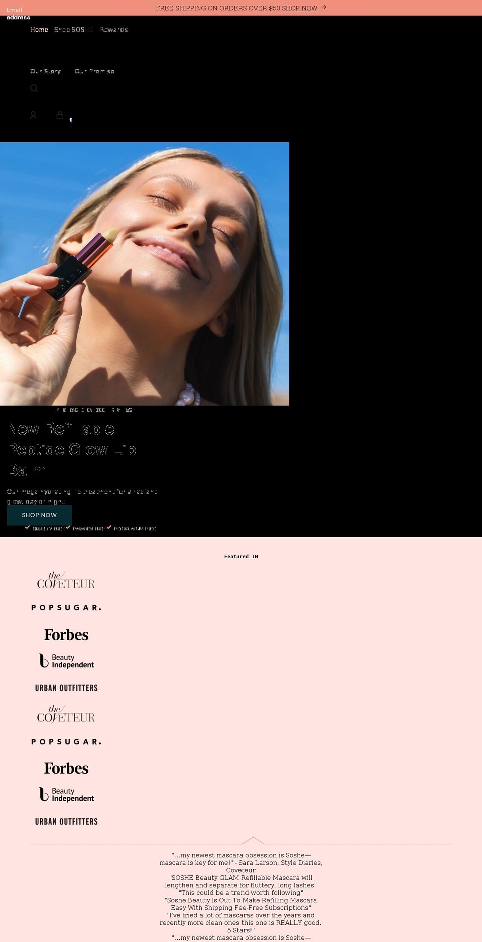 soshebeauty.com shopify website screenshot