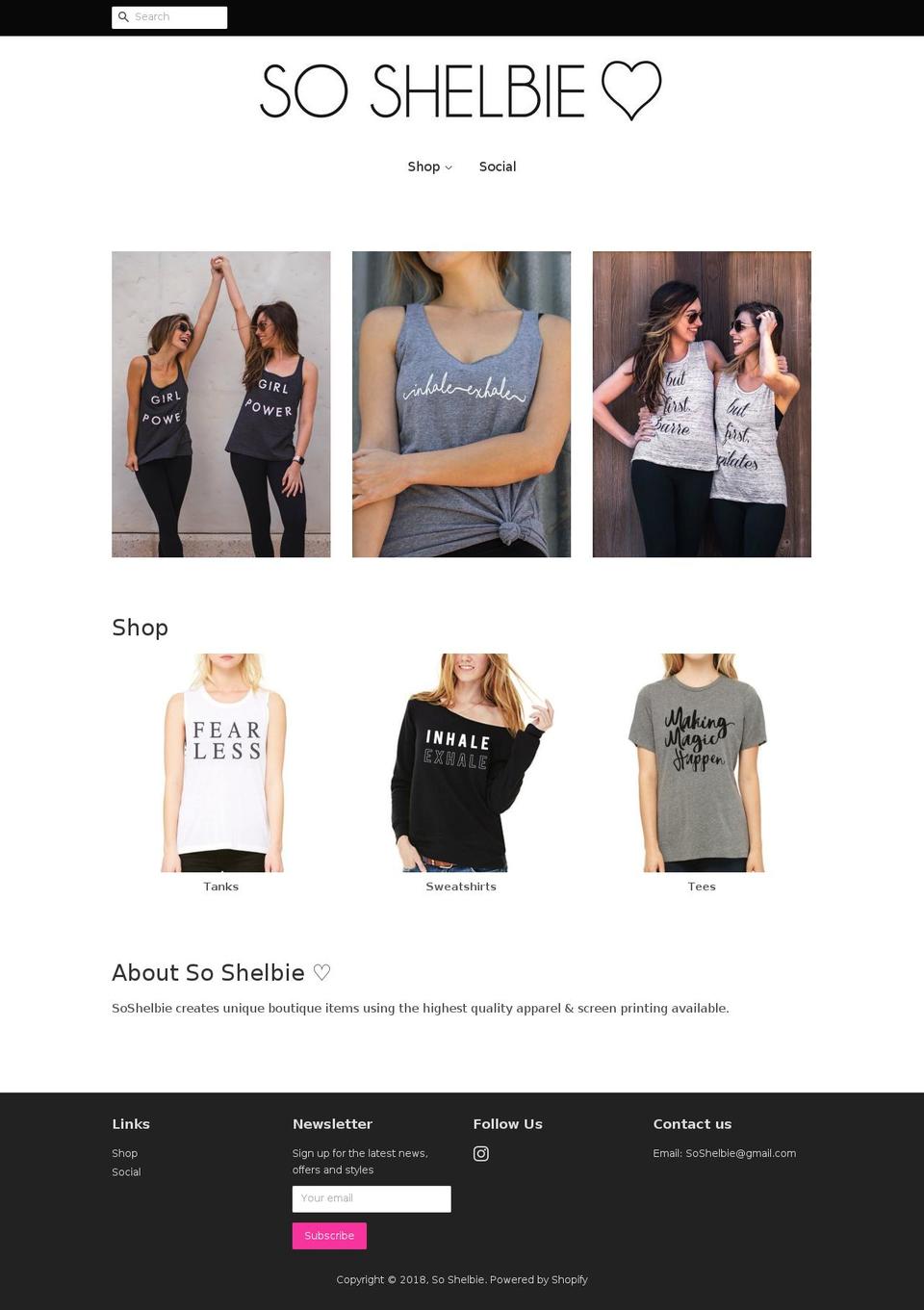 soshelbie.com shopify website screenshot