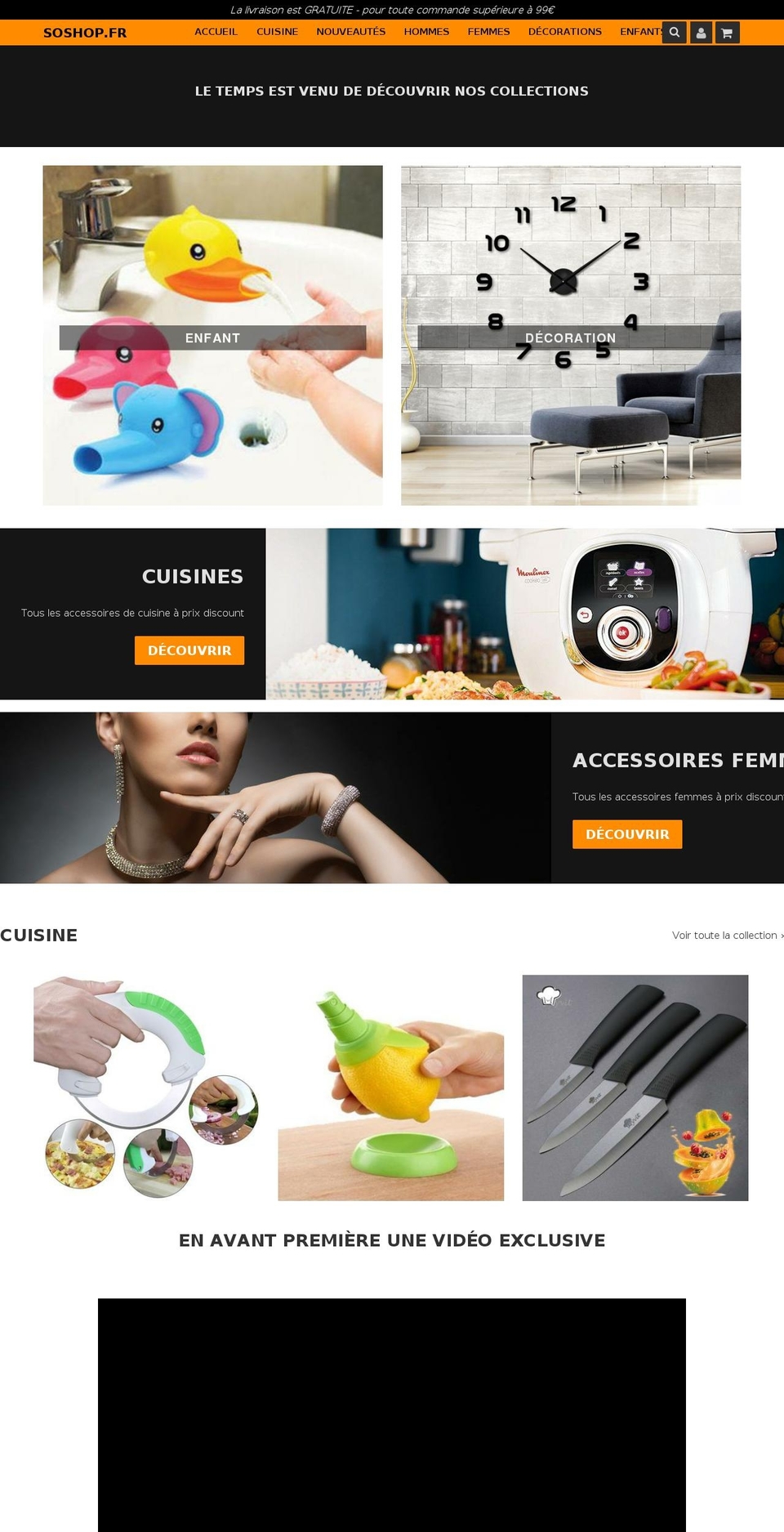 Fuznet Shopify theme site example soshop.fr