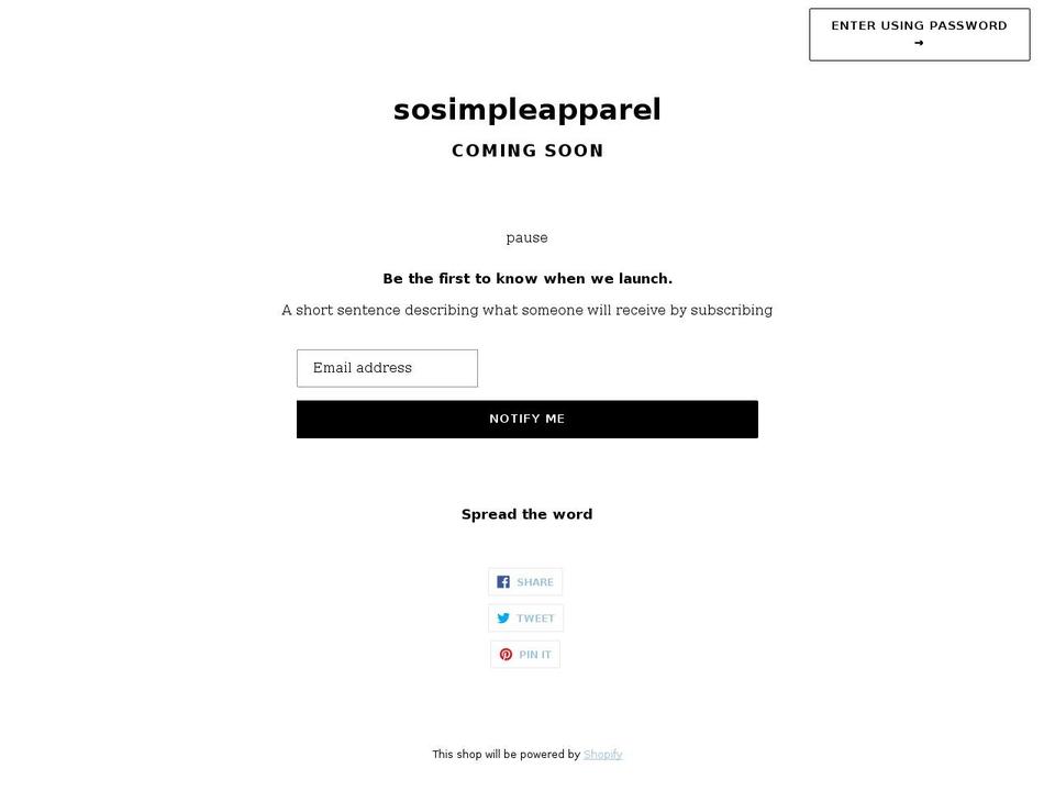 sosimpleapparel.co shopify website screenshot