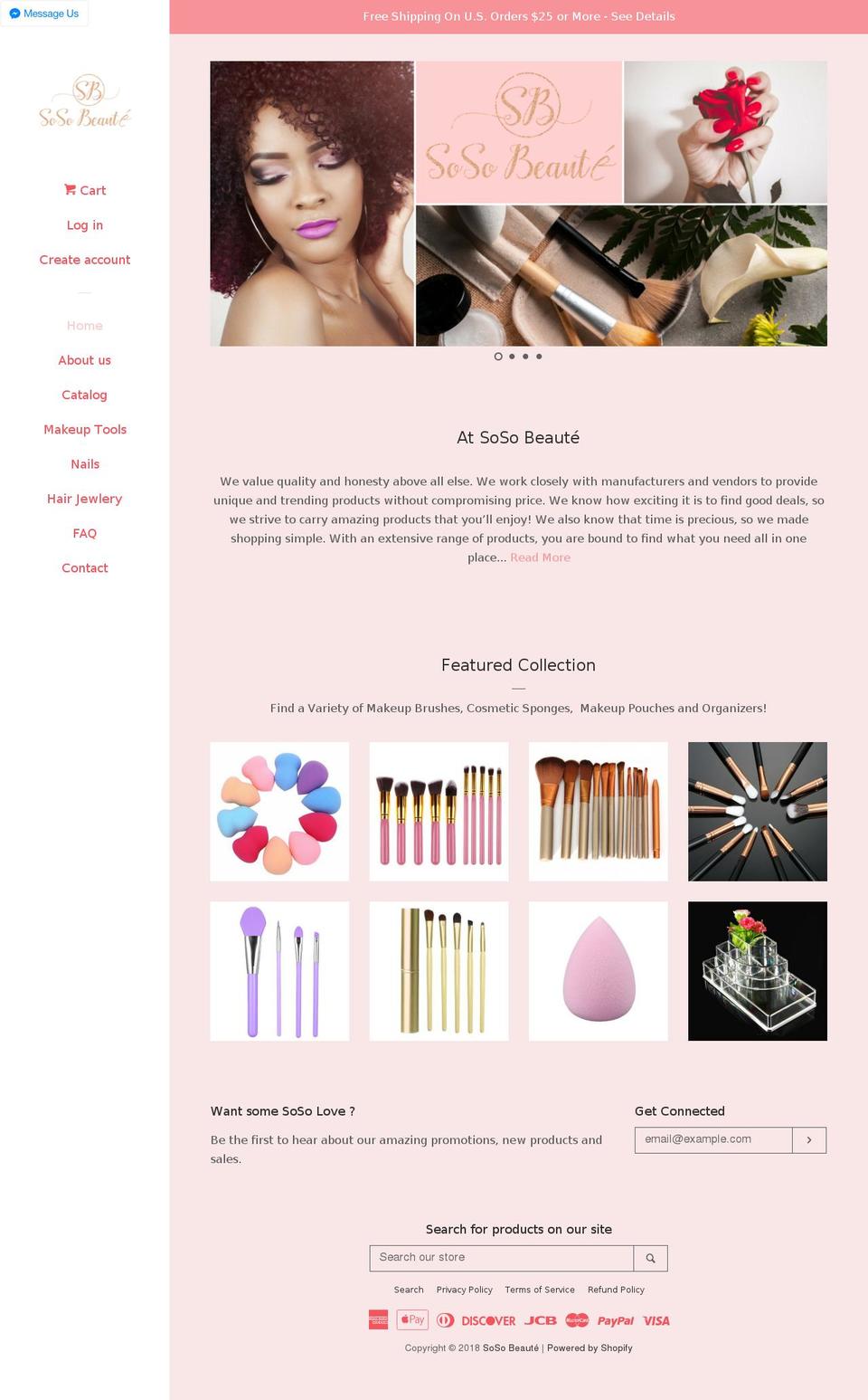 sosobeaute.com — Shopify storefront screenshot