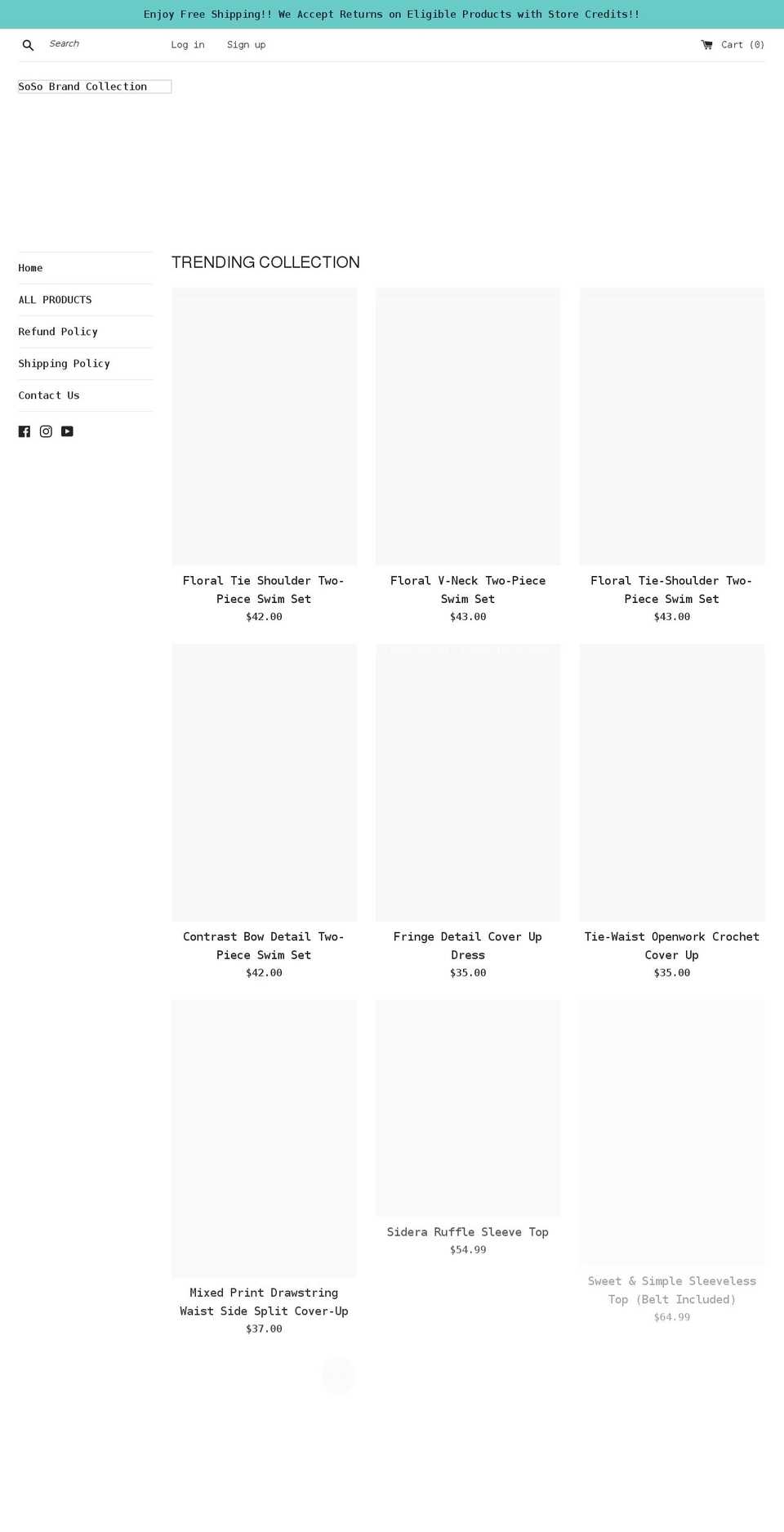 sosobrandedcollection.com shopify website screenshot