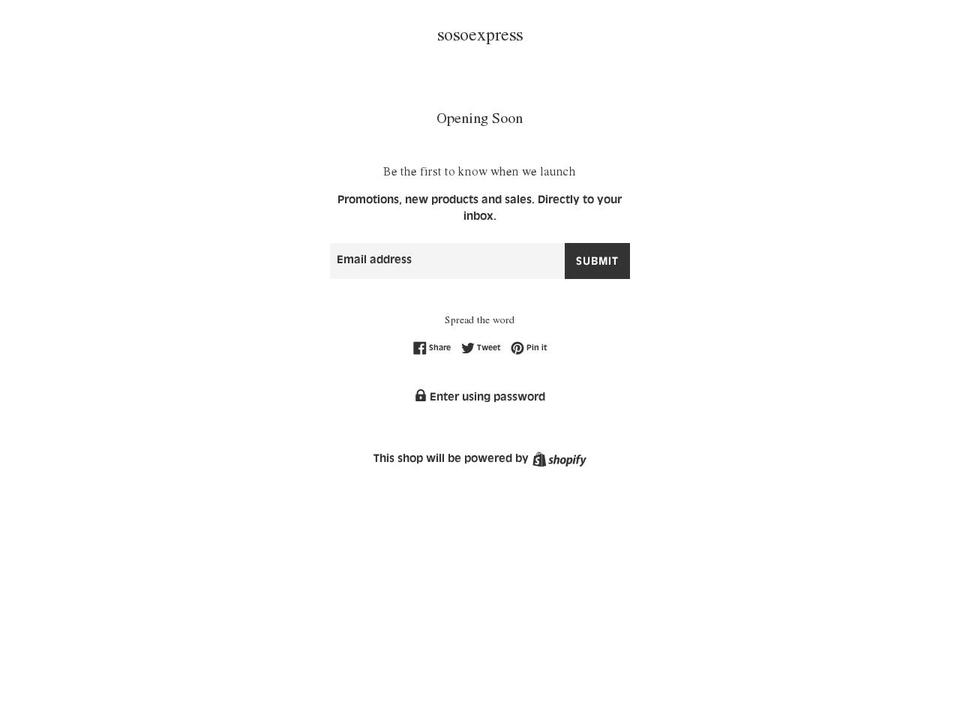 sosoexpress.com — Shopify storefront screenshot