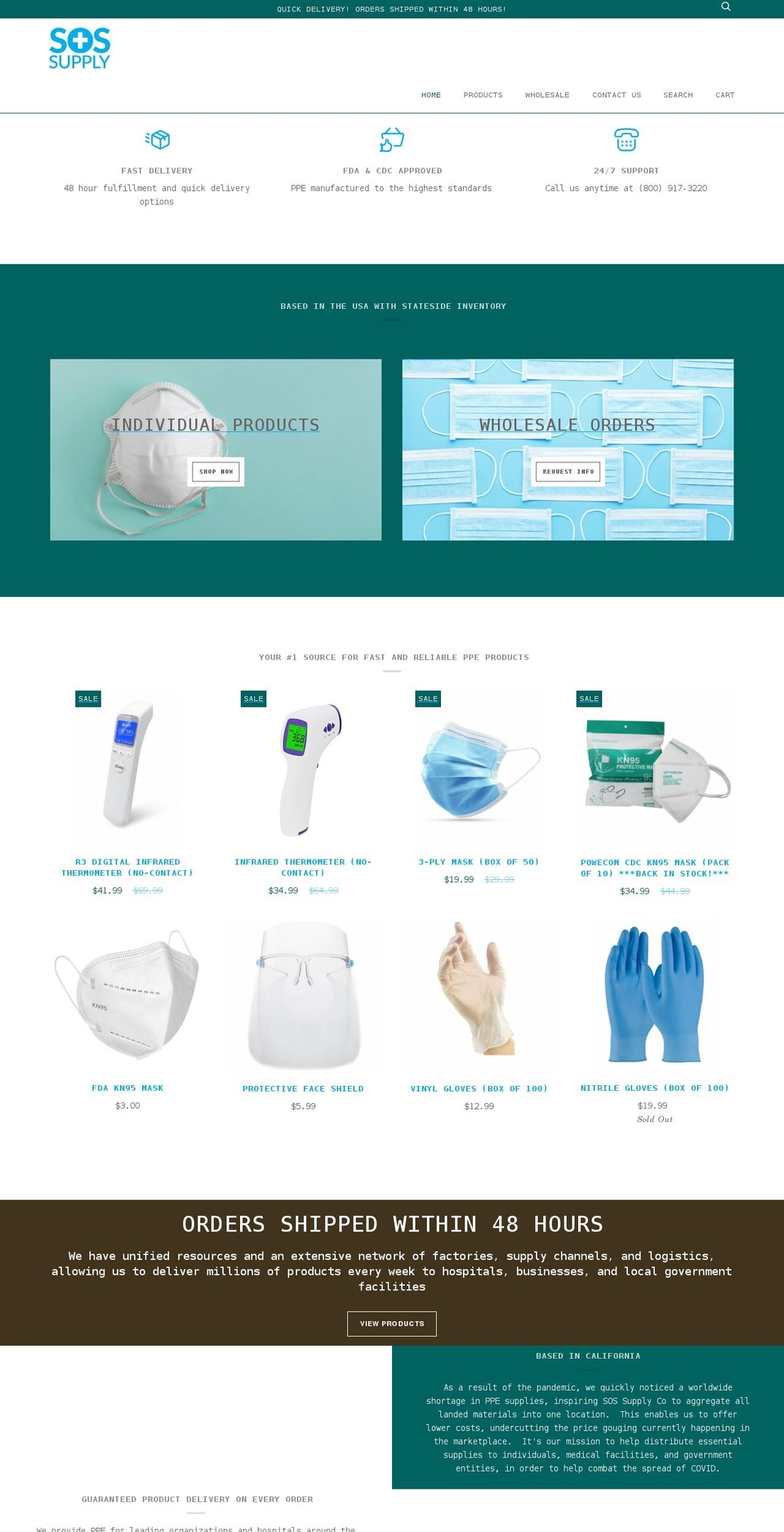 sossupplyco.com shopify website screenshot