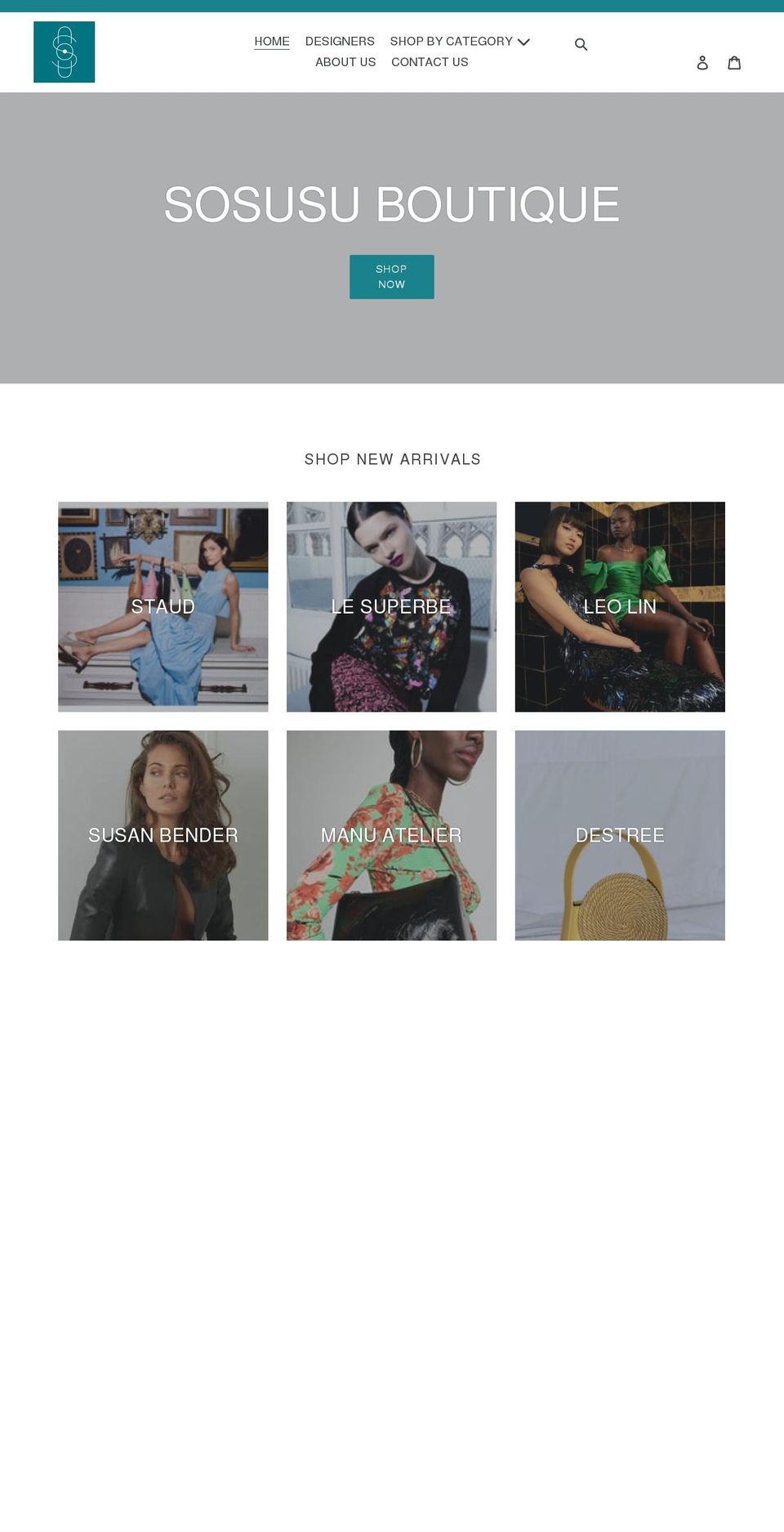 sosusuboutique.com shopify website screenshot
