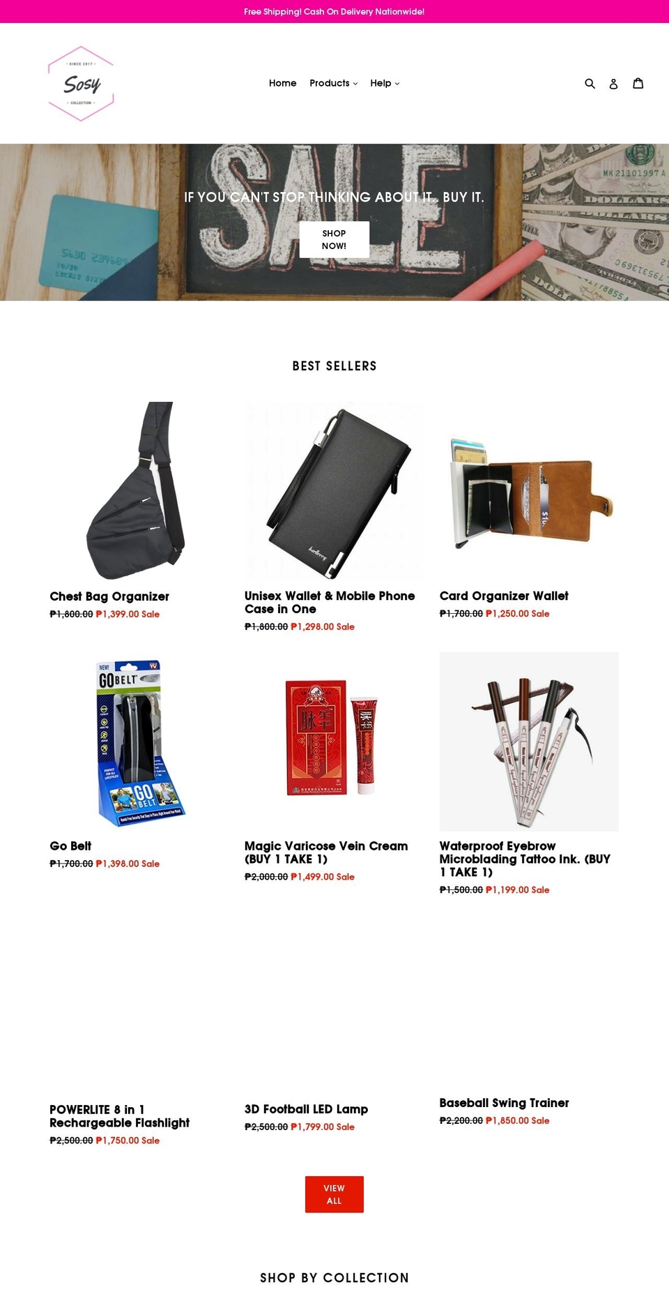 sosycollection.com shopify website screenshot
