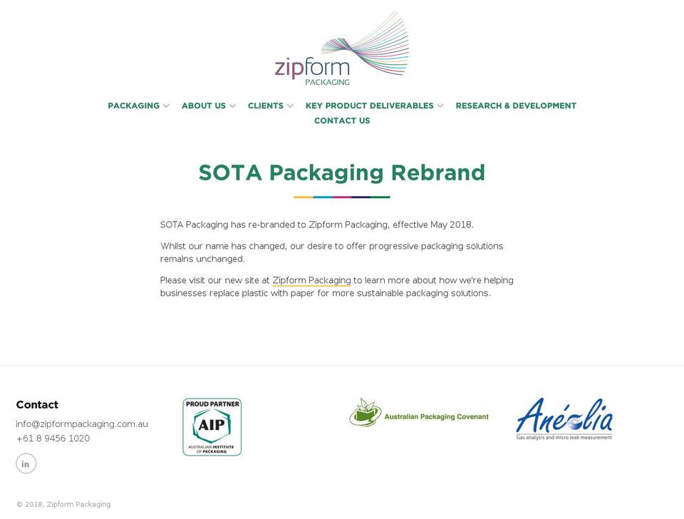 sotapackaging.com.au shopify website screenshot