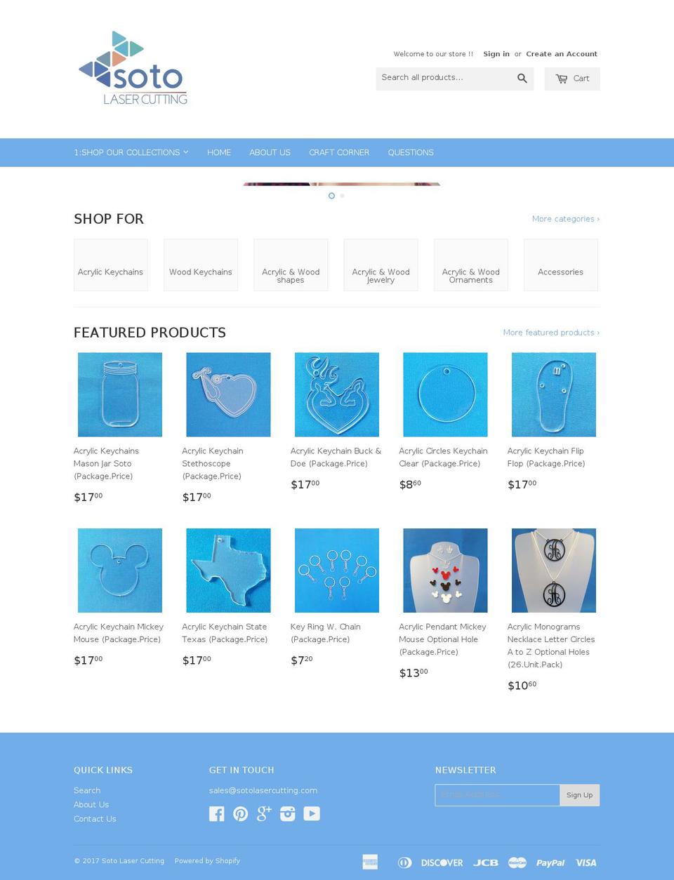 sotolasercutting.com shopify website screenshot