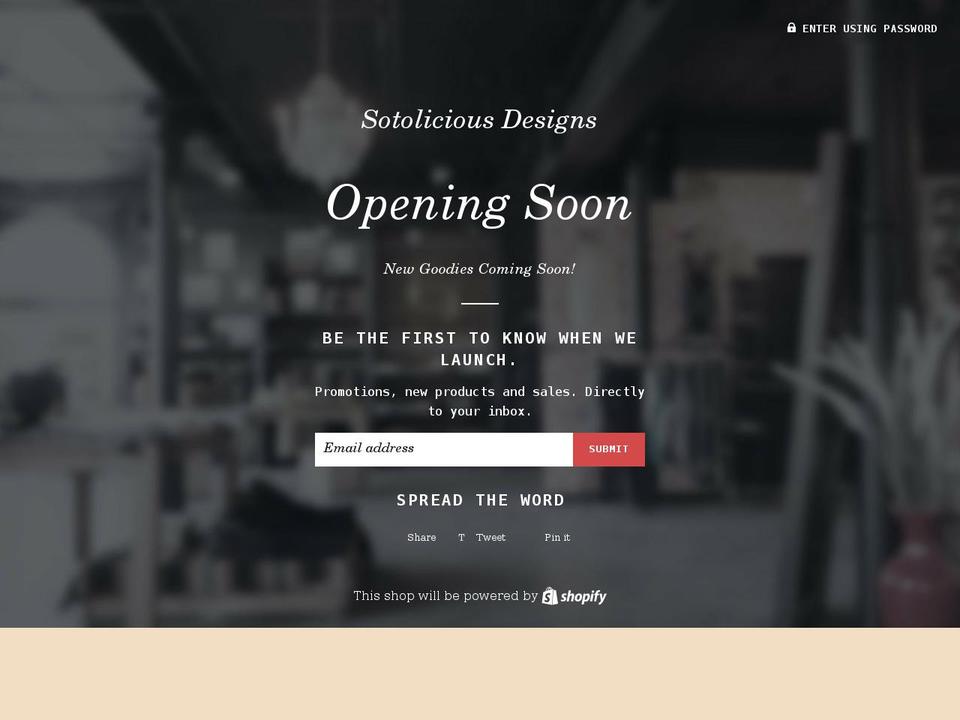 sotoliciousdesigns.com shopify website screenshot