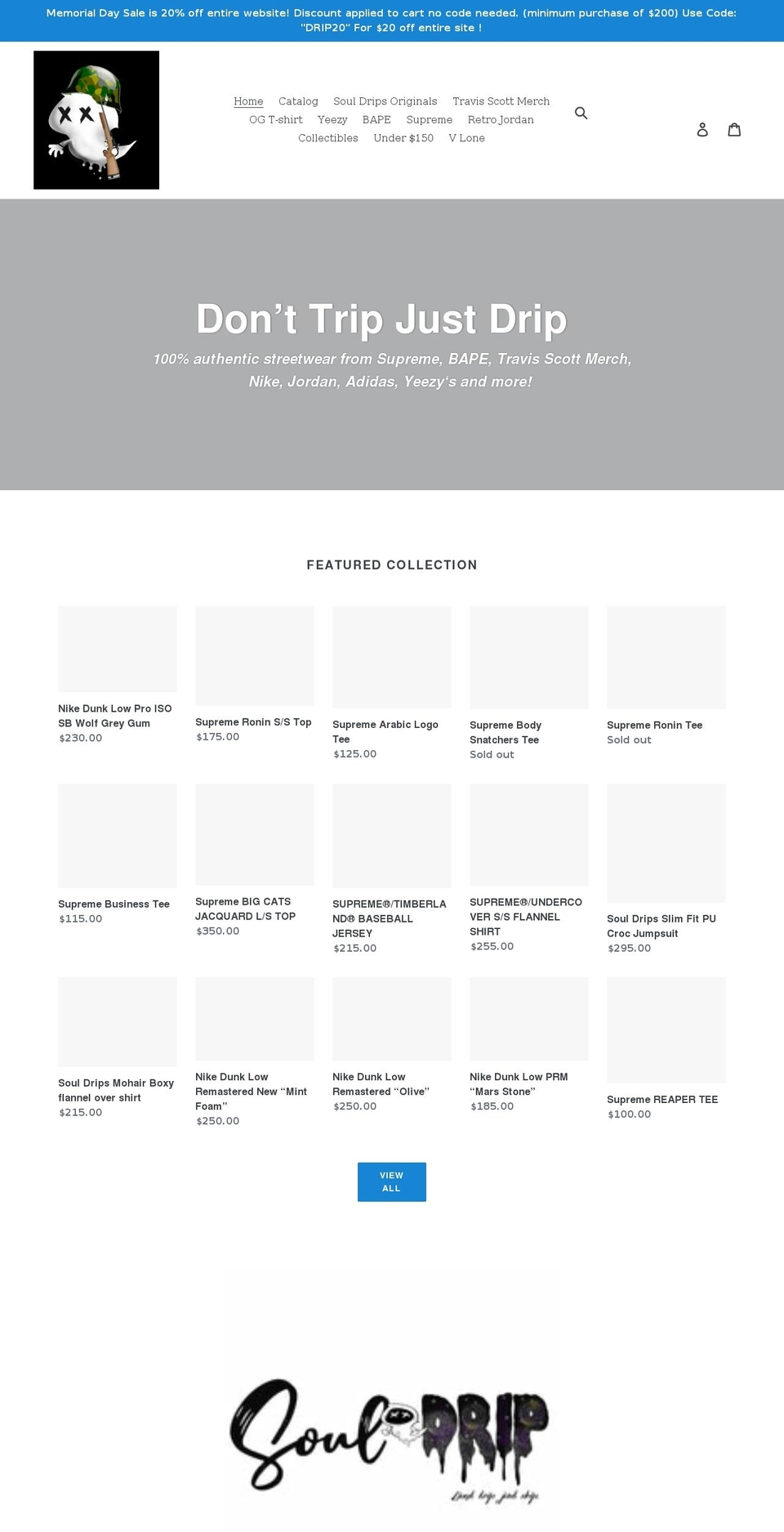 soul-drips.com shopify website screenshot