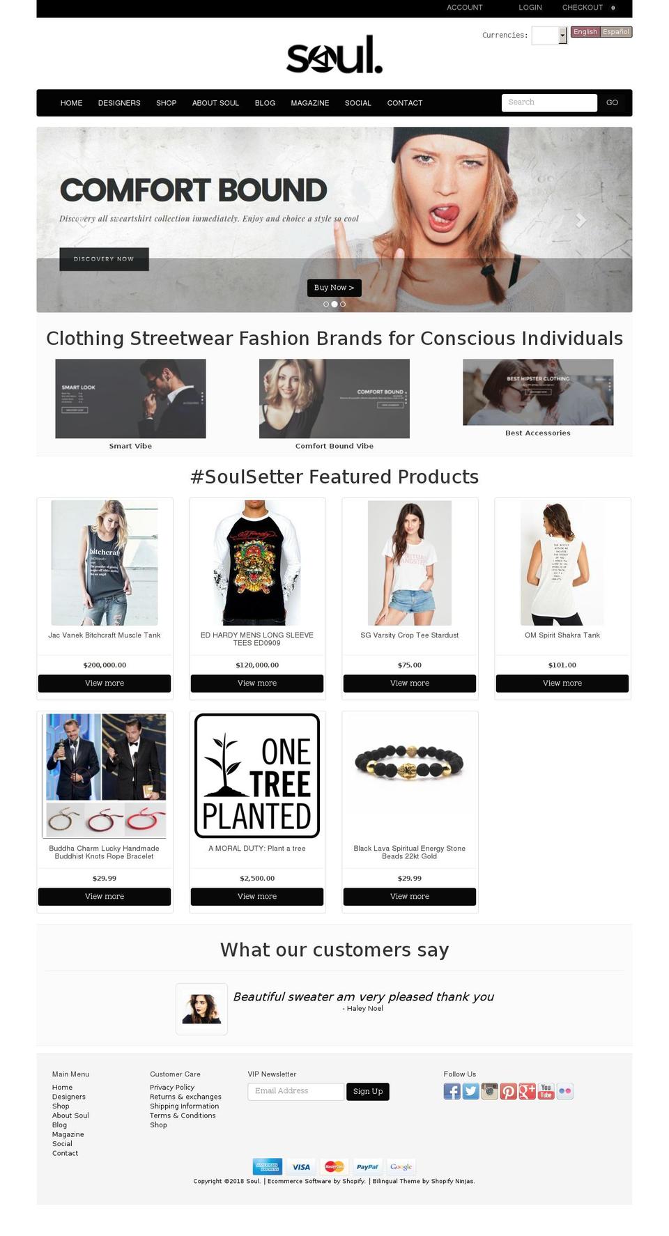 soul-setters.com shopify website screenshot