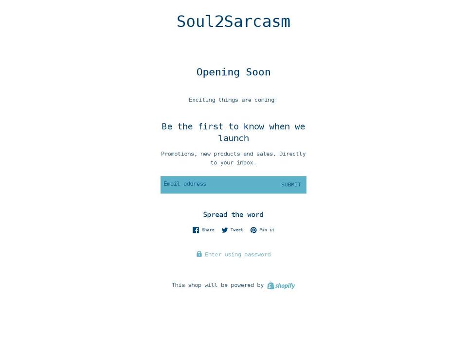 soul2sarcasm.com shopify website screenshot