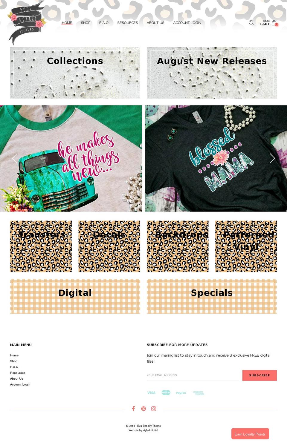 soulandgracedesigns.com — Shopify storefront screenshot