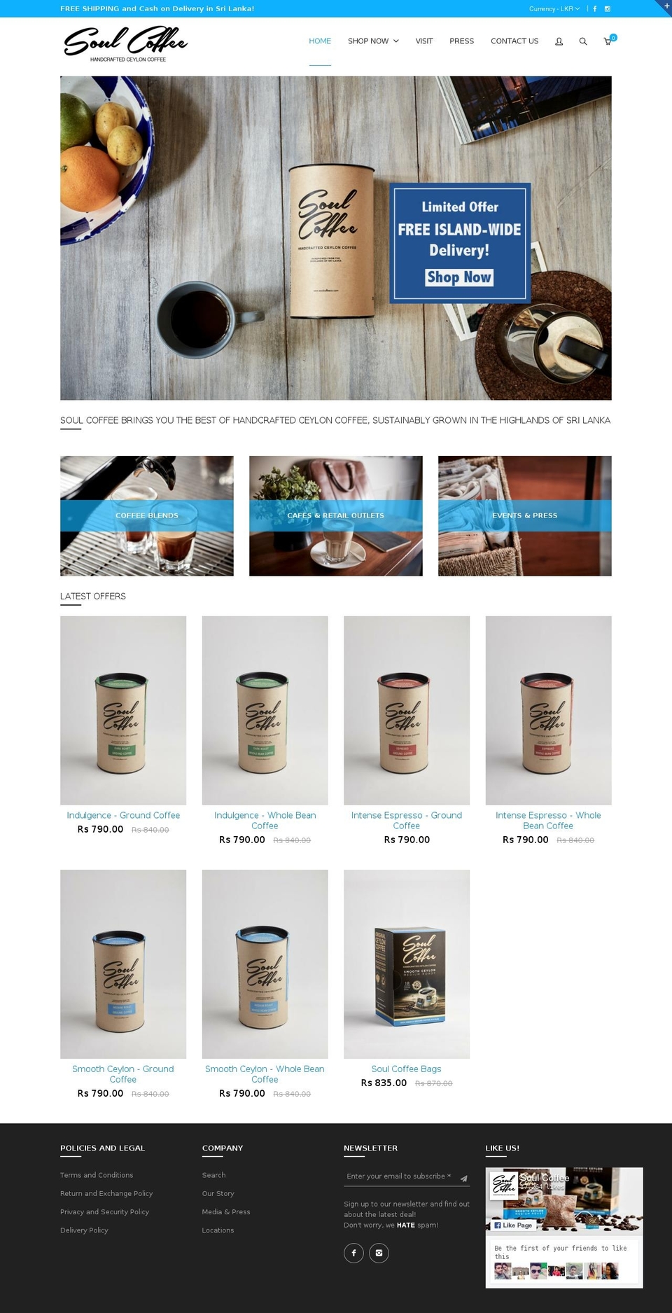 Shapes Shopify theme site example soulcoffee.lk