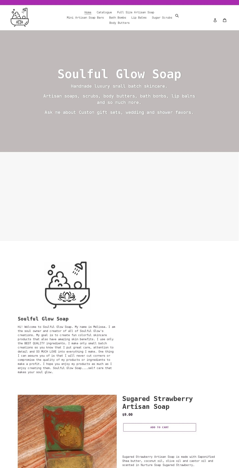 soulfulglowsoap.com shopify website screenshot