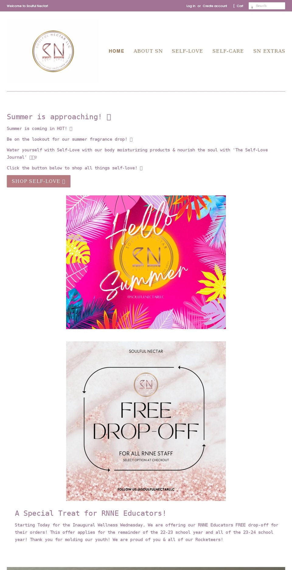 soulfulnectar.com shopify website screenshot