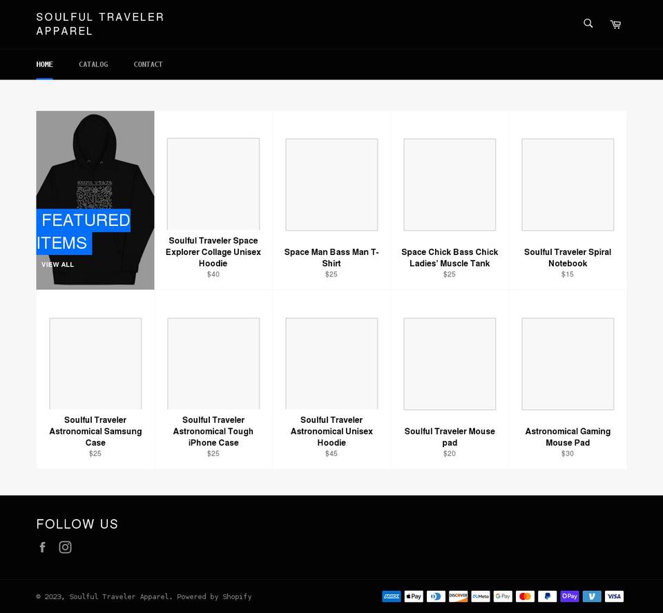 soulfultravelerapparel.com shopify website screenshot
