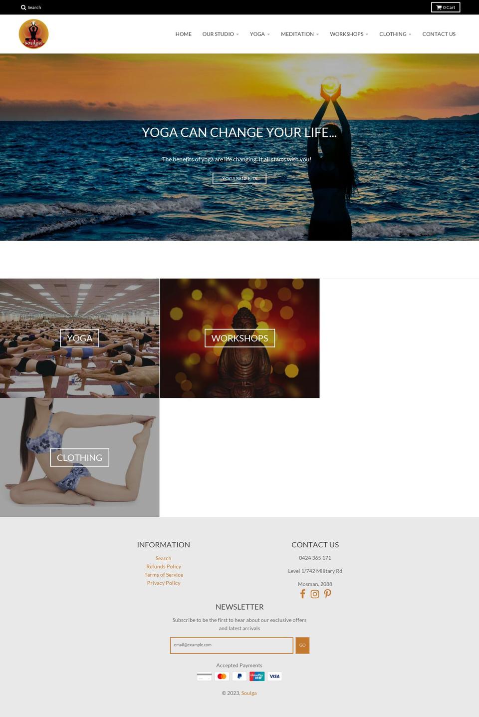 soulga.com.au shopify website screenshot