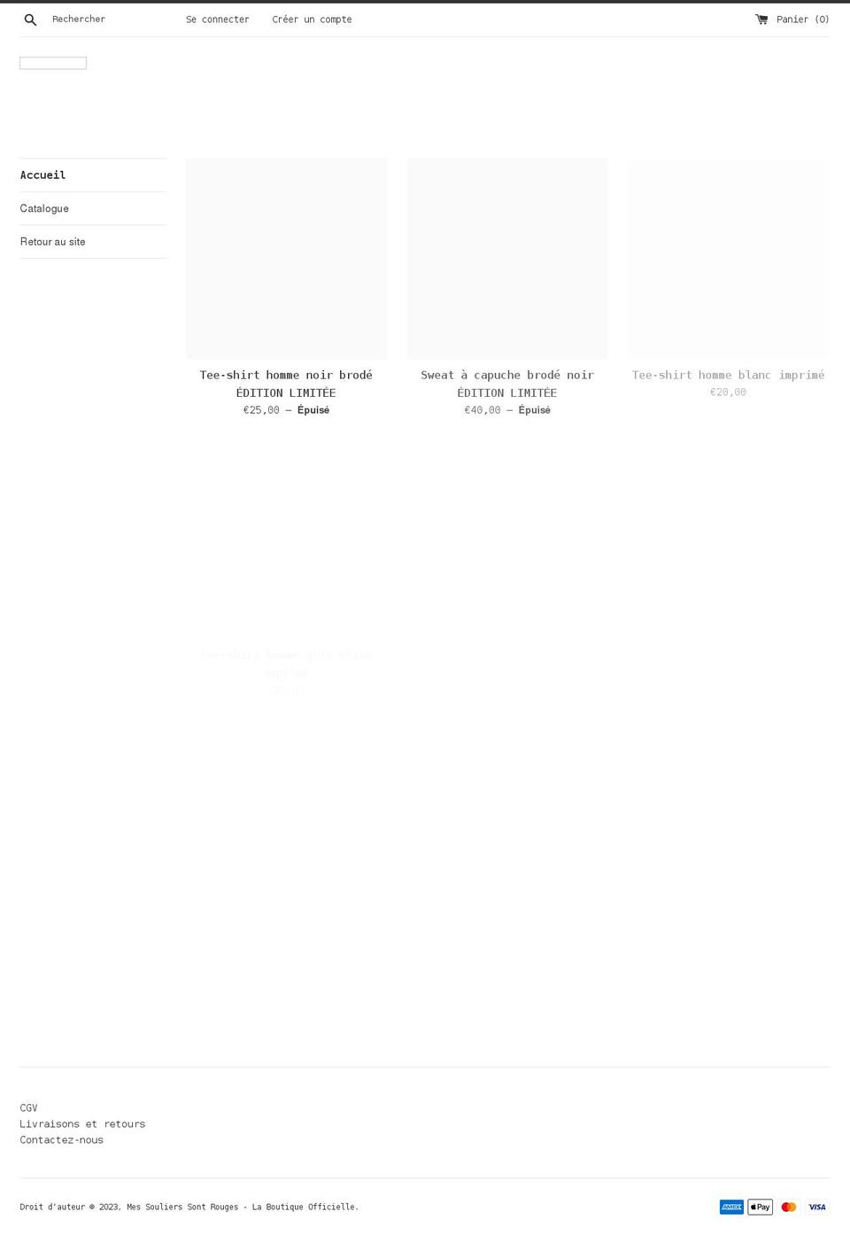 souliers-rouges.myshopify.com shopify website screenshot