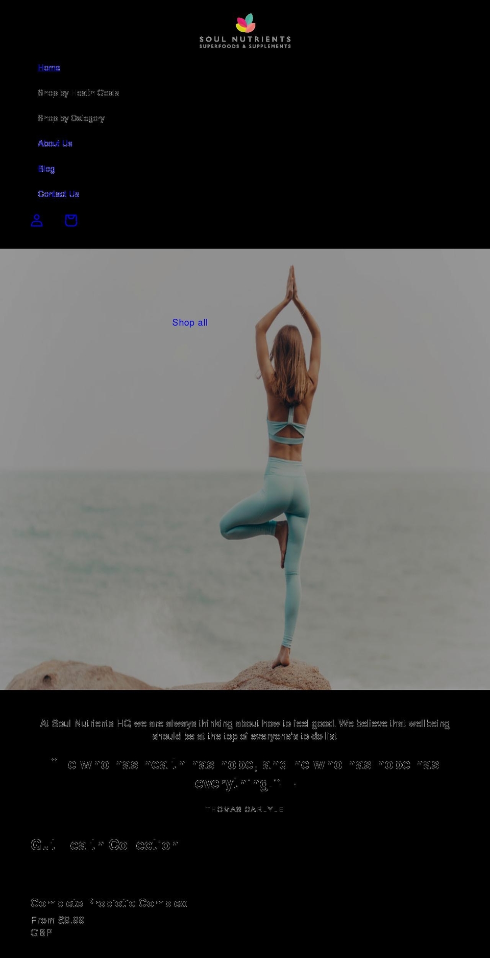 soulnutrients.co.uk shopify website screenshot