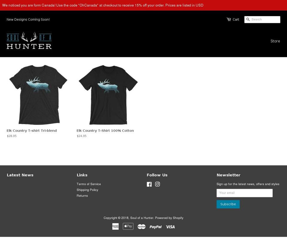 soulofahunter.com — Shopify storefront screenshot