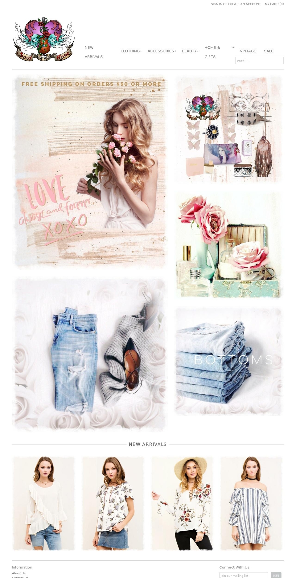 souloftherose.com shopify website screenshot