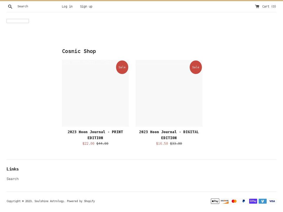 soulshine-astrology.myshopify.com shopify website screenshot