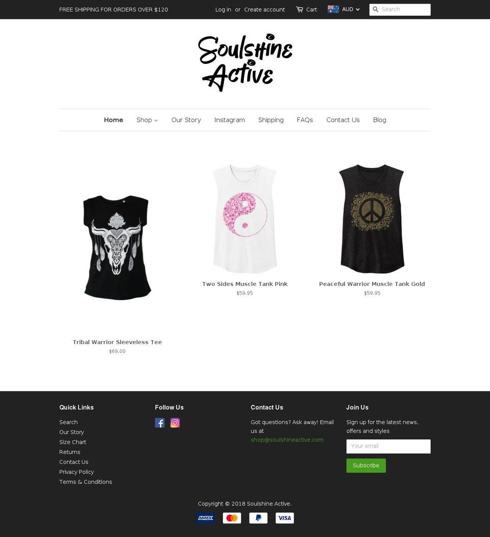 soulshineactive.com shopify website screenshot