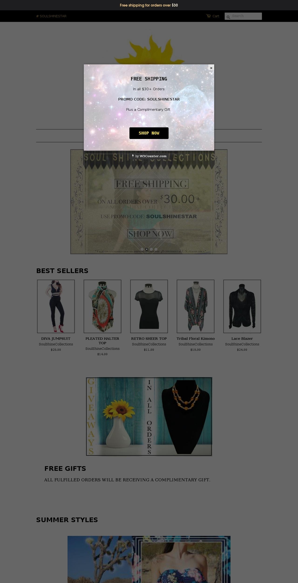 soulshinecollections.com — Shopify storefront screenshot