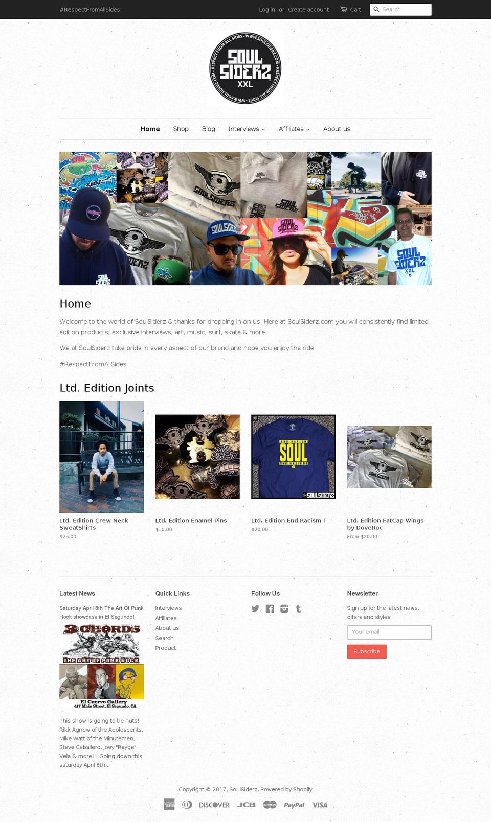 soulsiderz.com shopify website screenshot