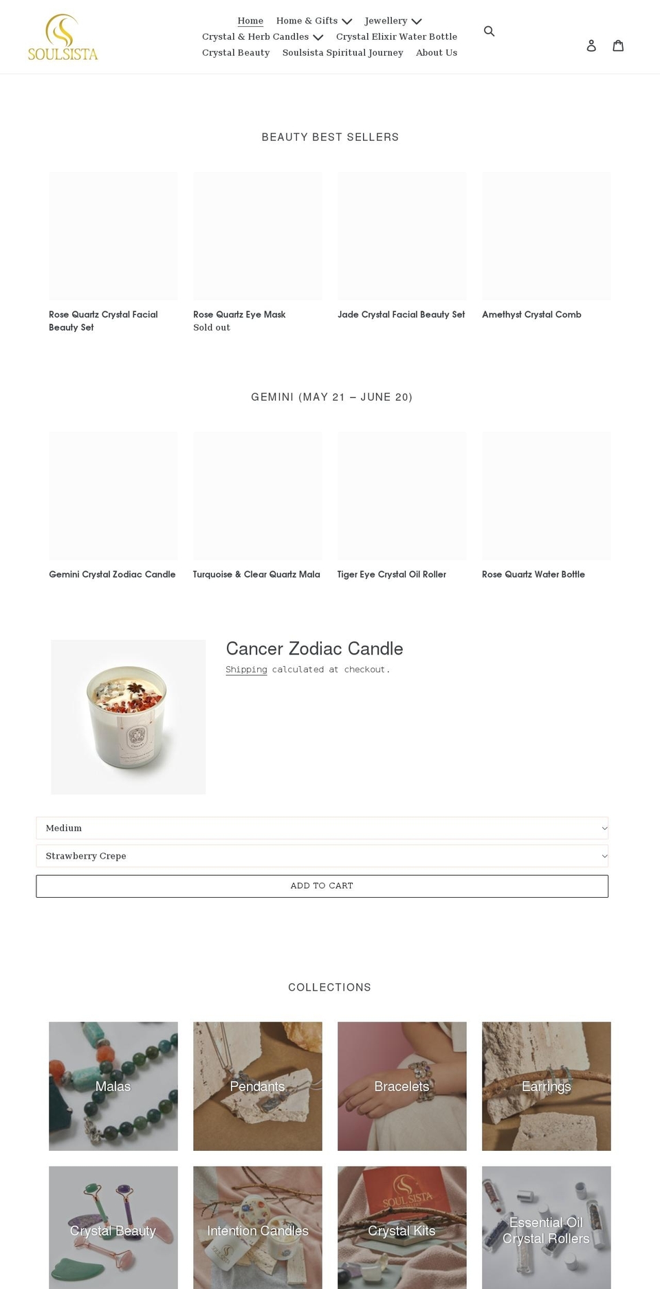 soulsistajewellery.com shopify website screenshot