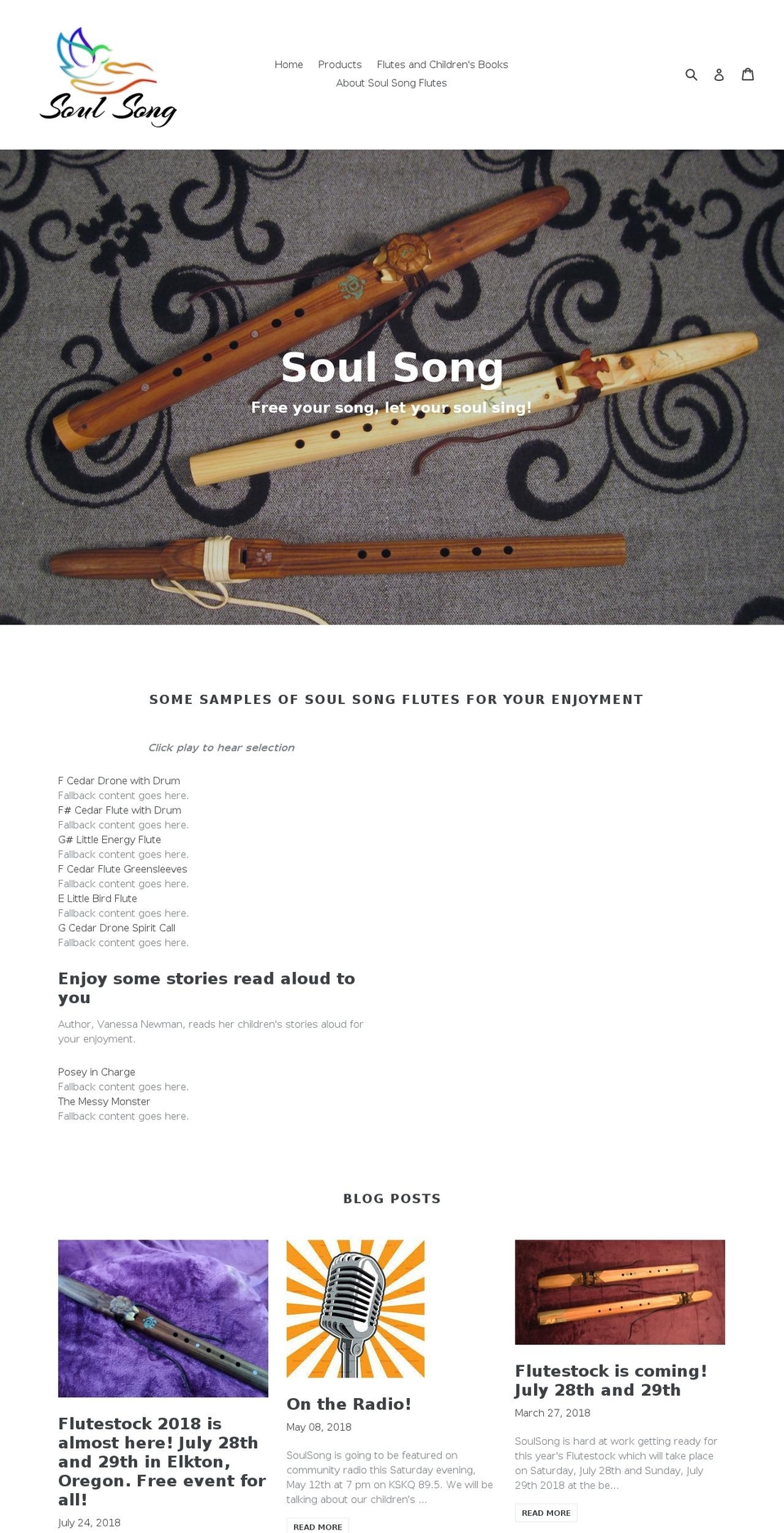soulsongflutes.com — Shopify storefront screenshot