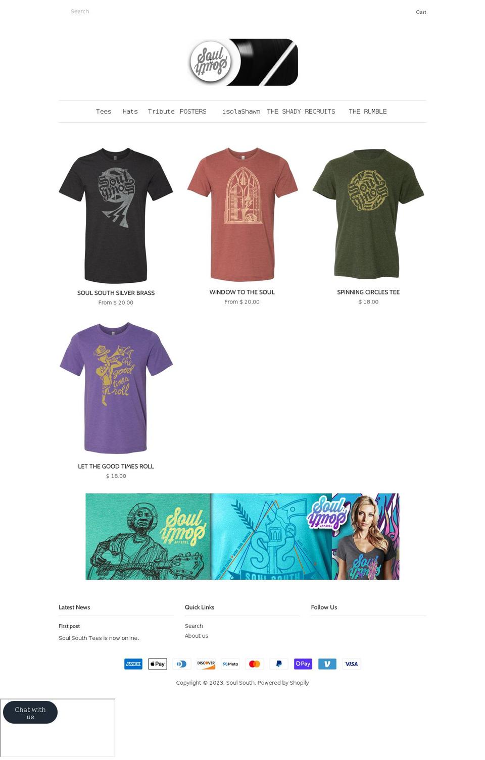soulsouthtees.com shopify website screenshot