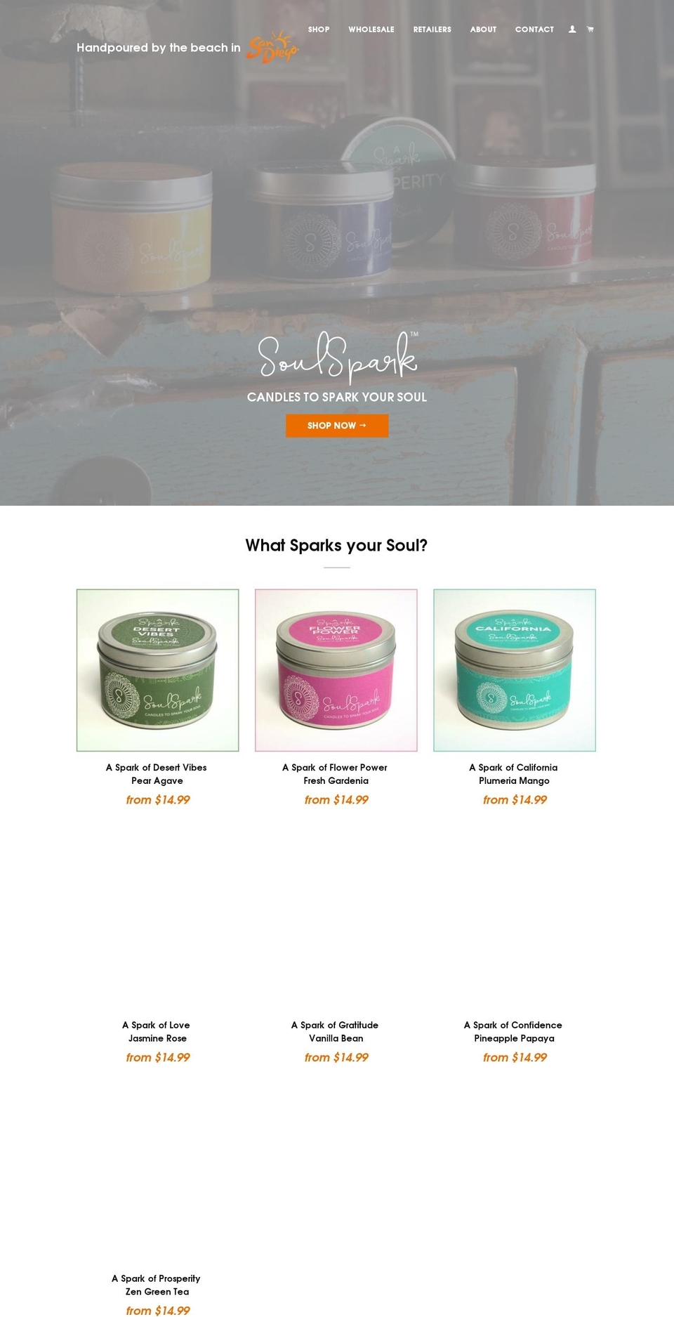 Spark Shopify theme site example soulsparkcandles.com