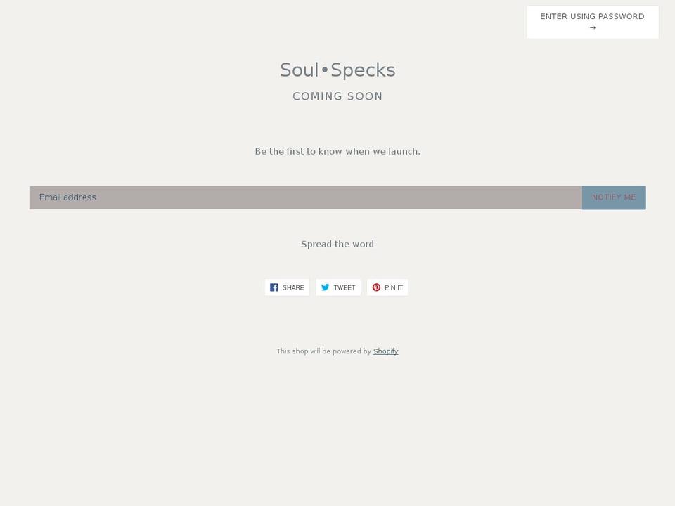 soulspecks.com — Shopify storefront screenshot