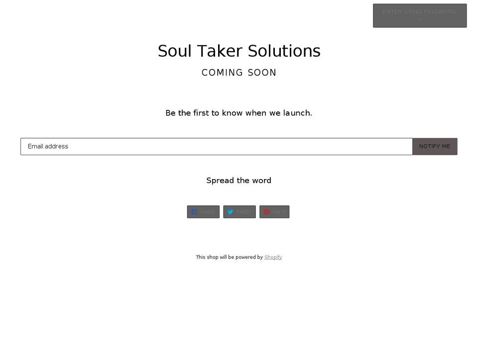 Snow Shopify theme site example soultakersolutions.com