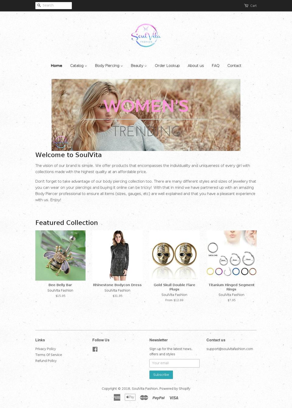 soulvitafashion.com — Shopify storefront screenshot