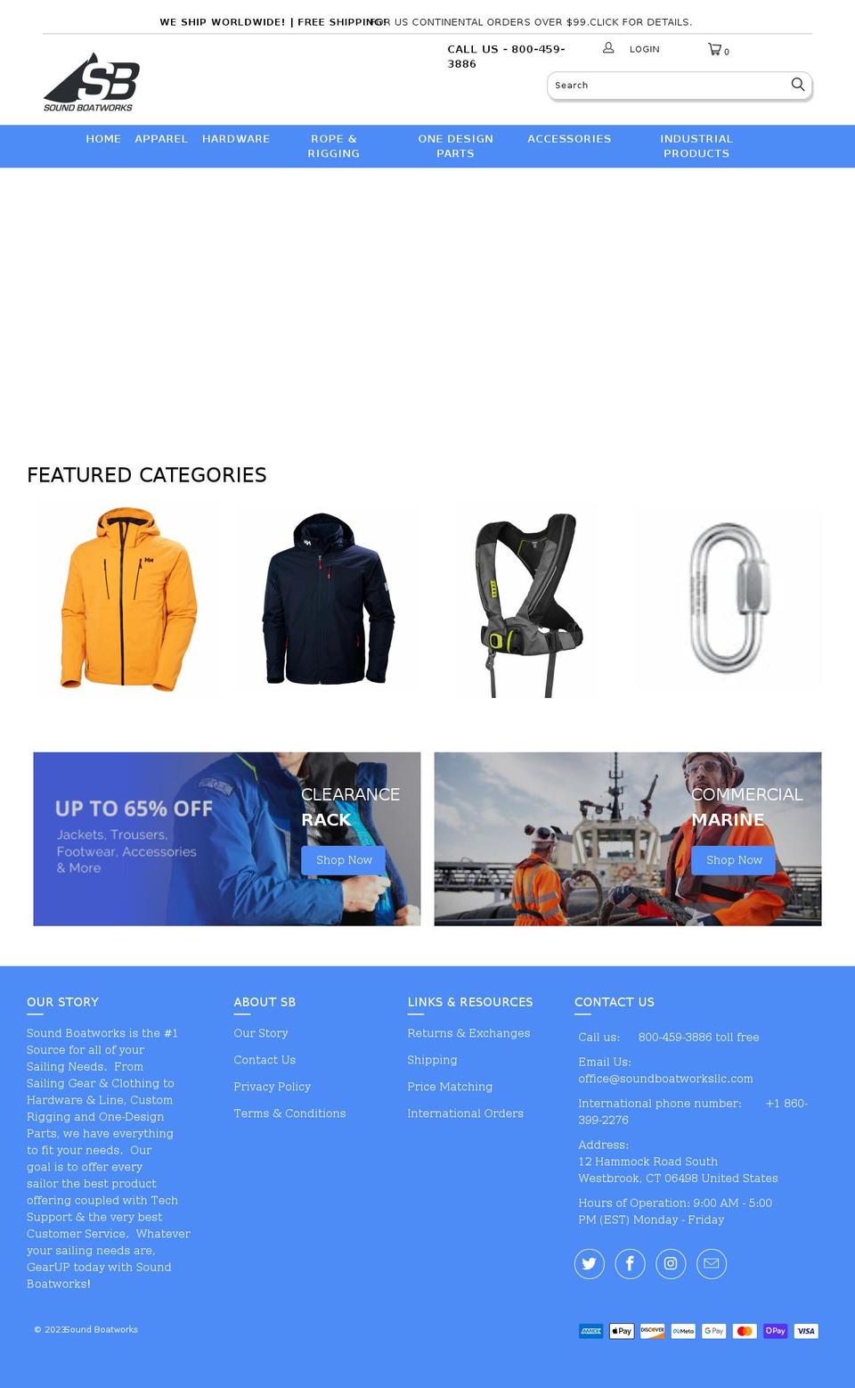 sound-boatworks.com shopify website screenshot