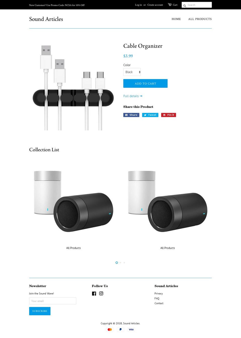 soundarticles.com — Shopify storefront screenshot