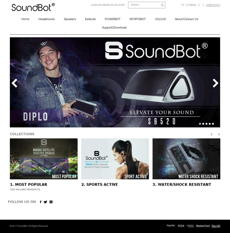 soundbot.com shopify website screenshot