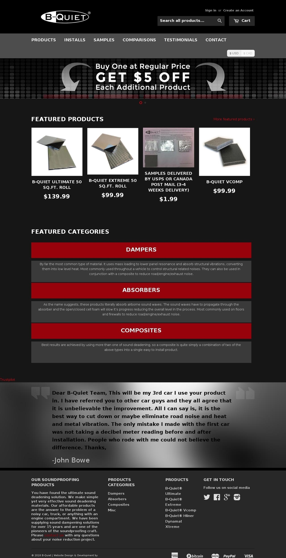 sounddeadeningmaterial.com — Shopify storefront screenshot