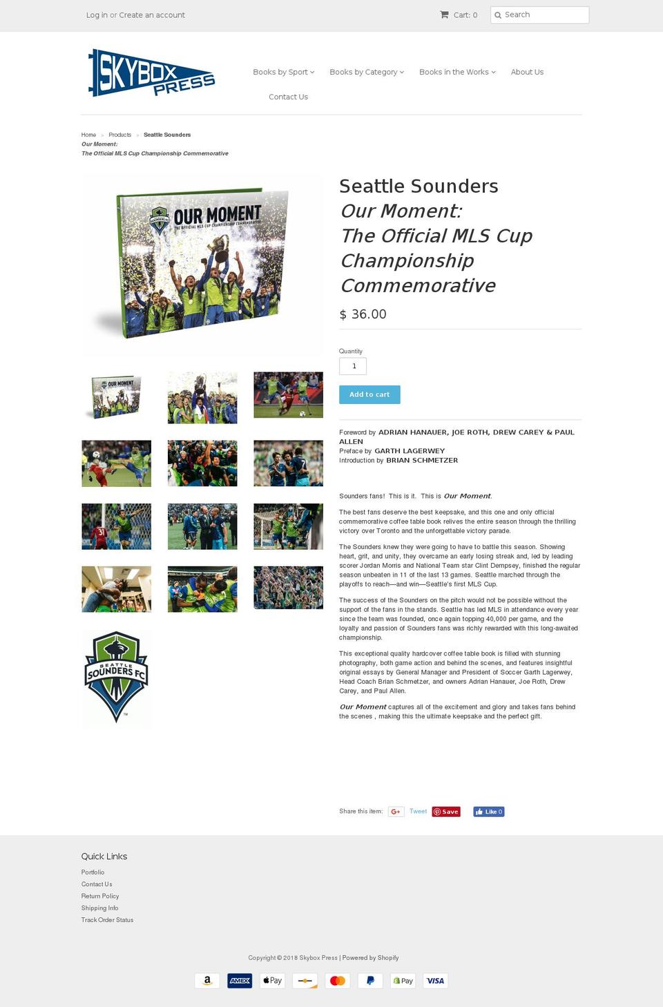 soundersbook.com — Shopify storefront screenshot