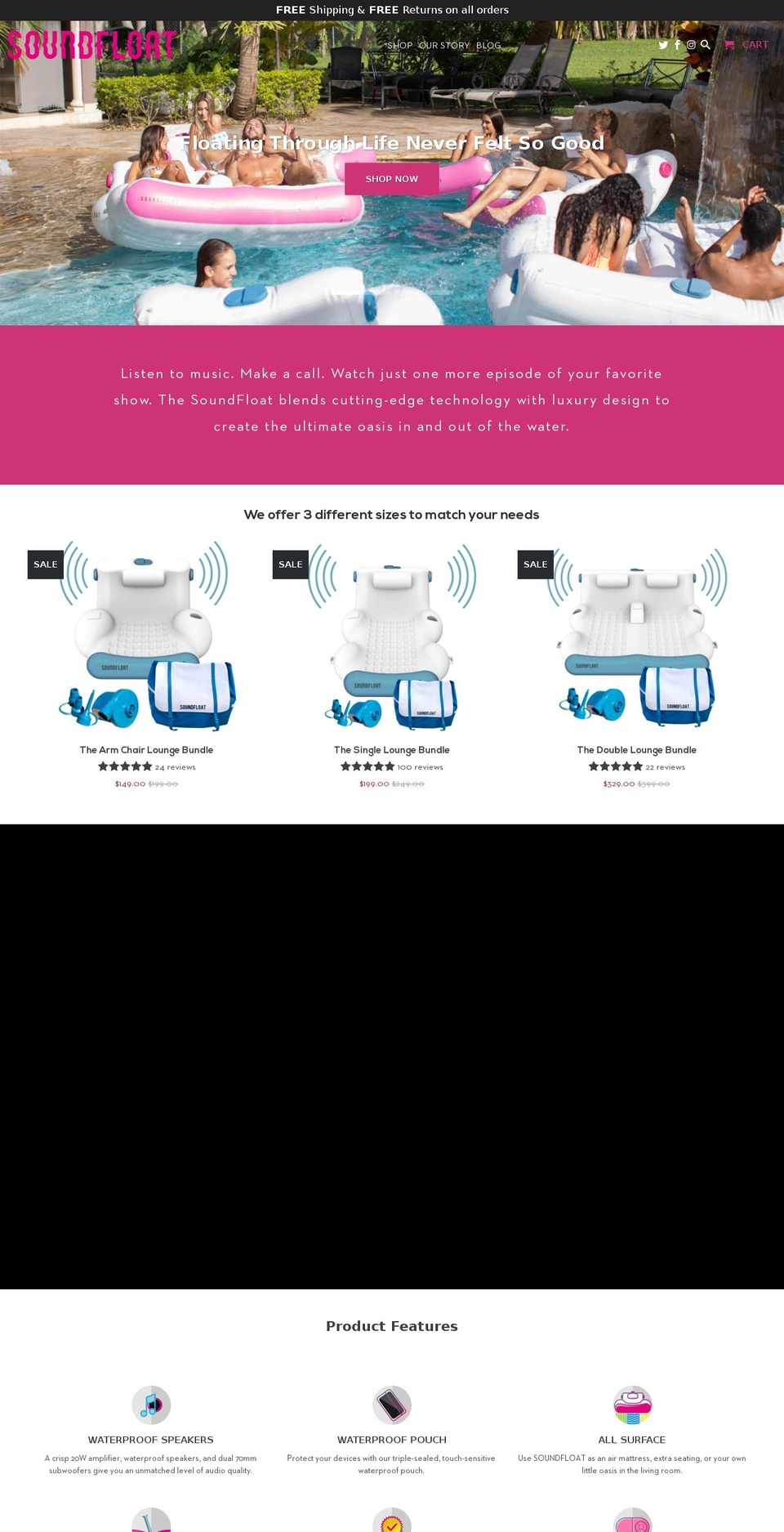 soundfloats.com — Shopify storefront screenshot
