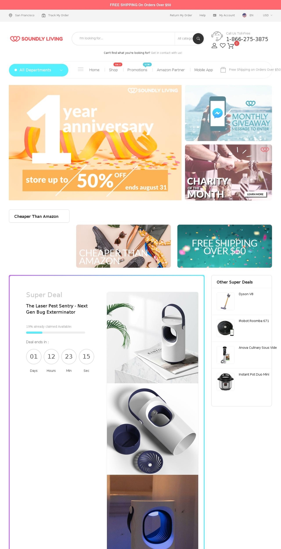 soundlyliving.com — Shopify storefront screenshot