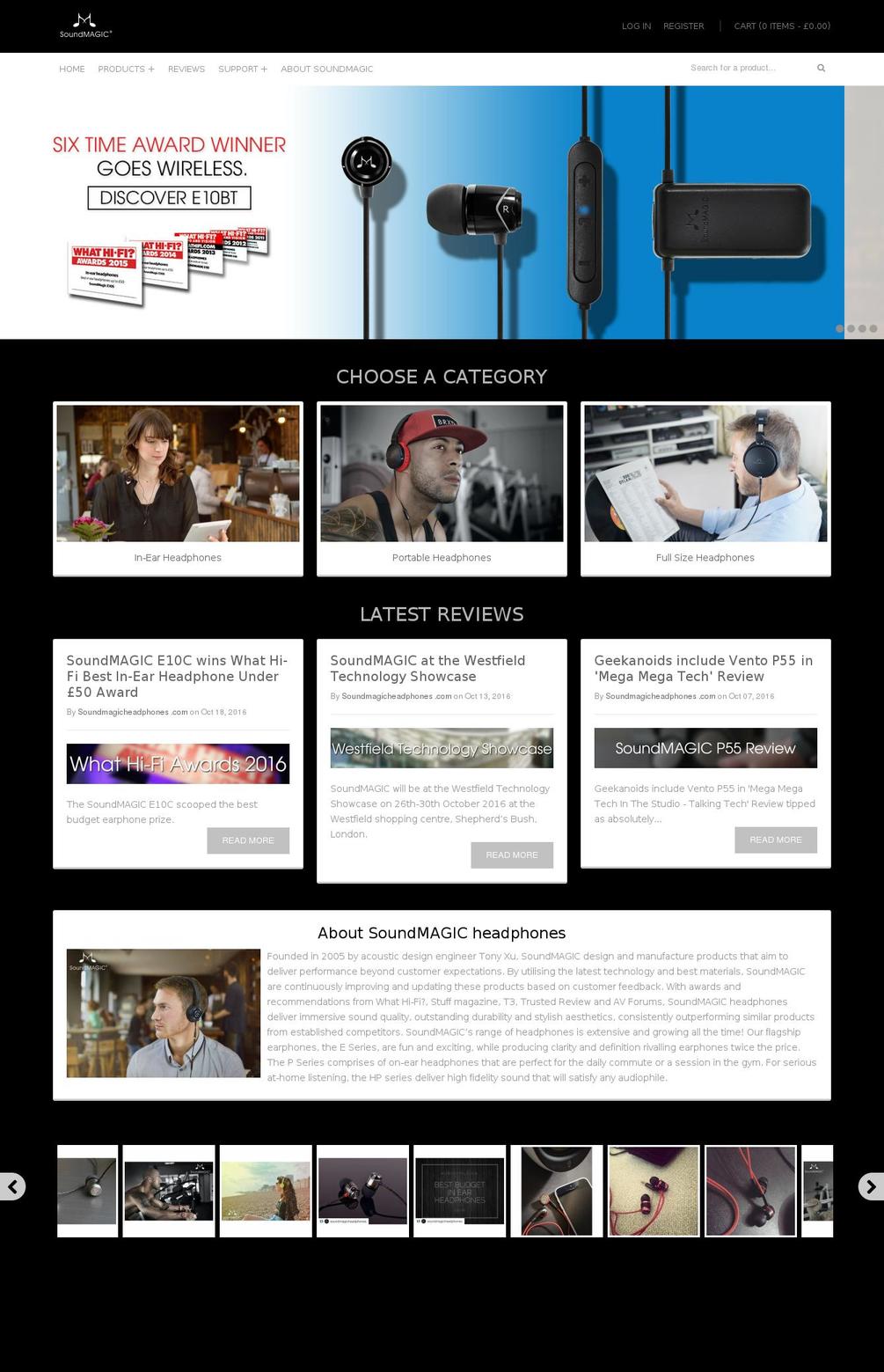 soundmagicheadphones.com shopify website screenshot
