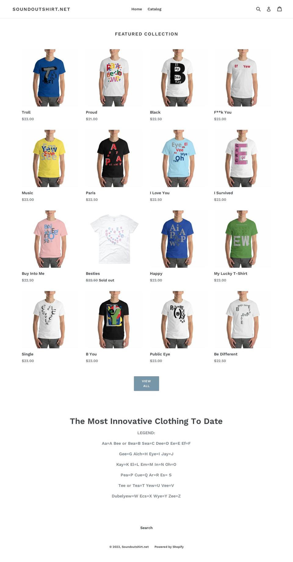 soundoutshirt.net shopify website screenshot