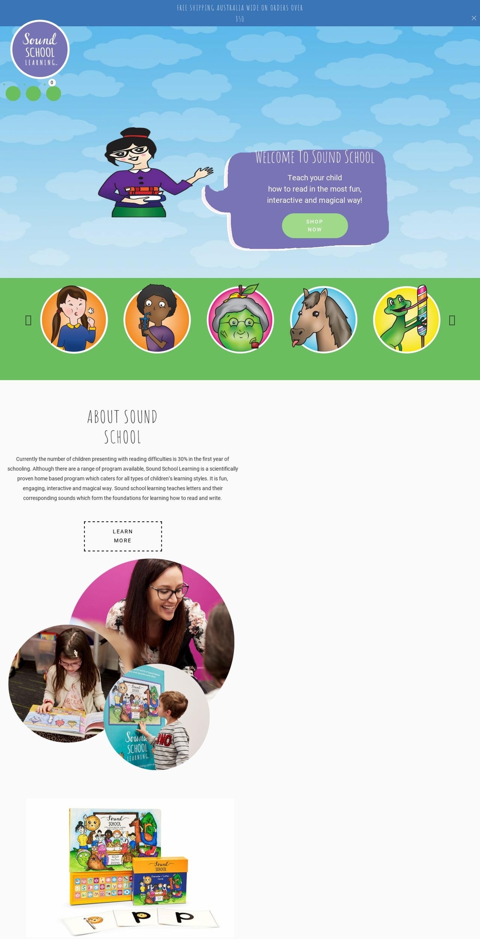 soundschoollearning.com.au shopify website screenshot