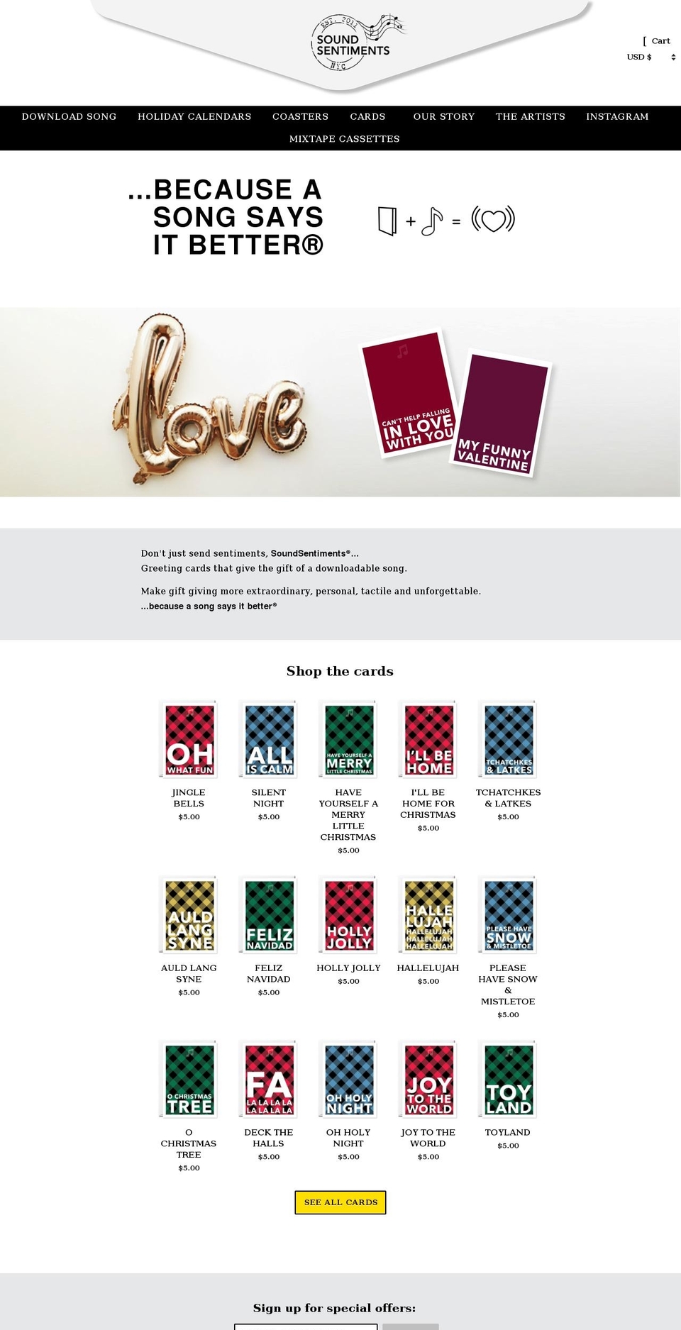 soundsentiments.com shopify website screenshot