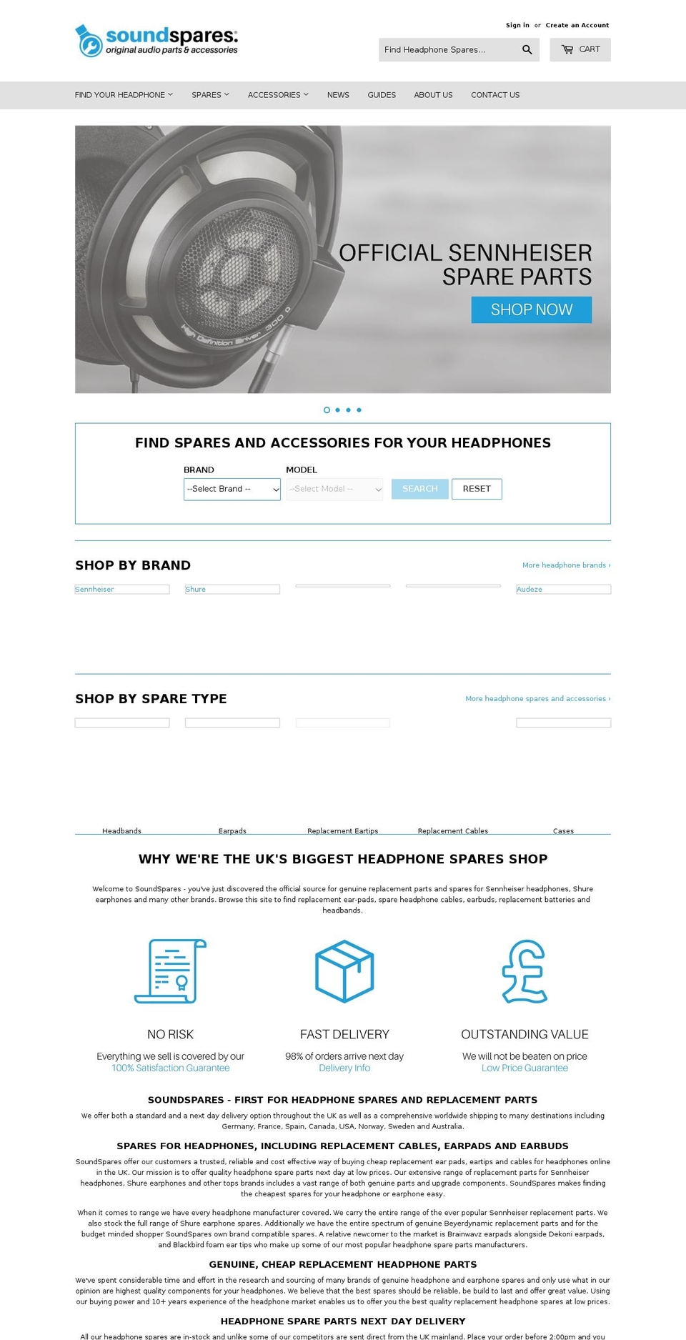 soundspares.com — Shopify storefront screenshot